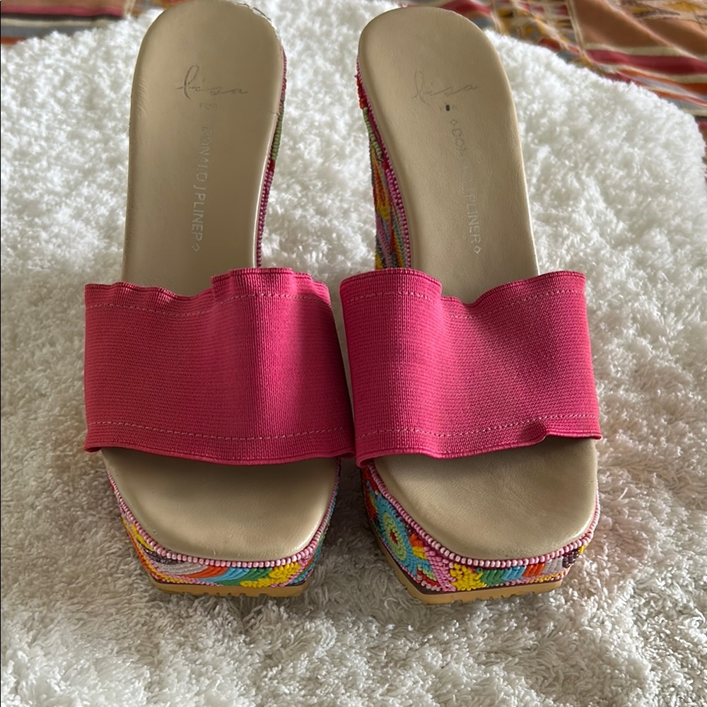 Pink Platform Wedge Sandals